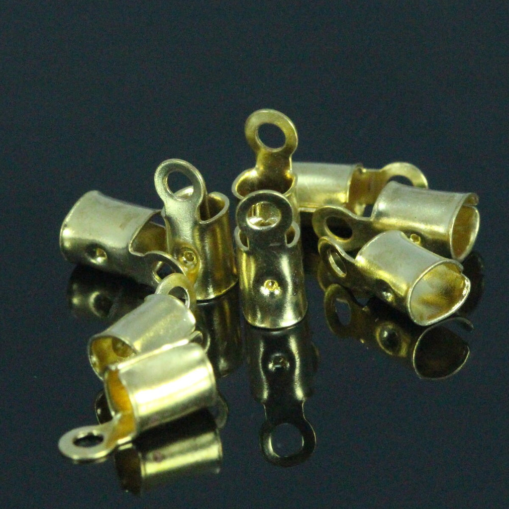 100 pcs 1,7mm 13 gauge gold tone brass crimp, end cap, finding, leather, cord, clasp, S2-KY 248