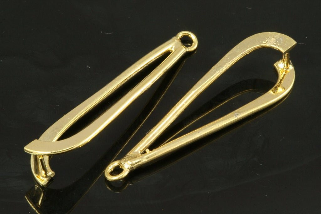 brass earring pendant 33mm gold plated 264 032
