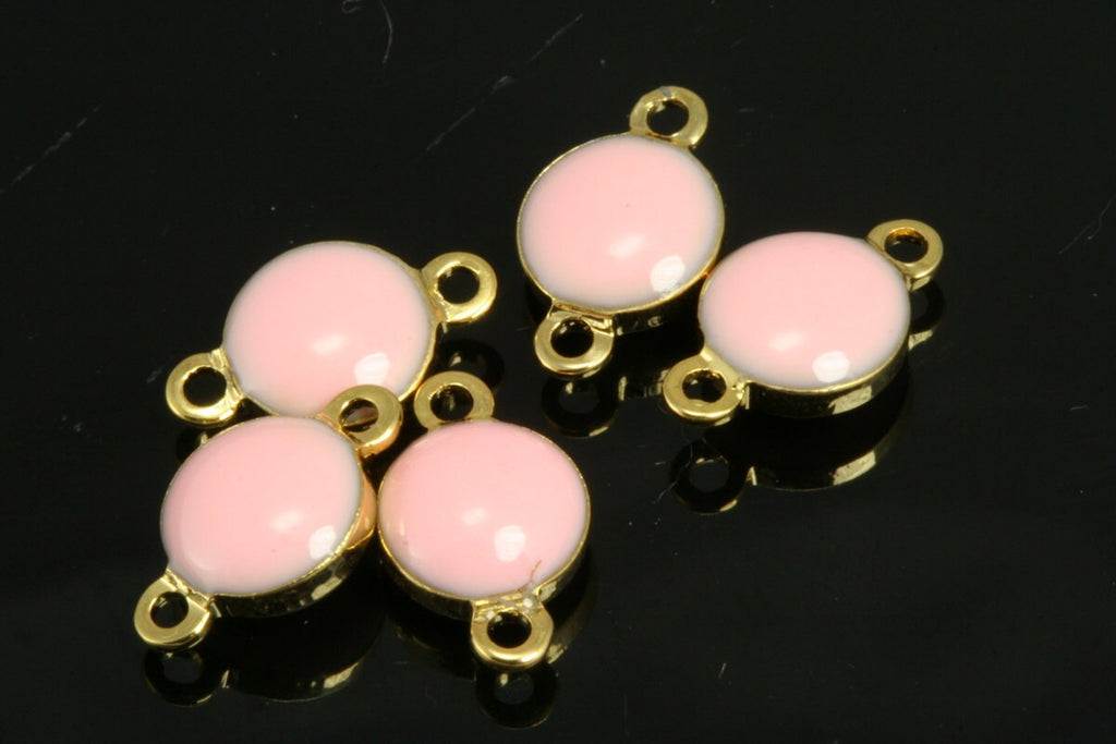 gold plated brass pink connector 5 pcs 6,5x11mm 2 loops charm pendant 304