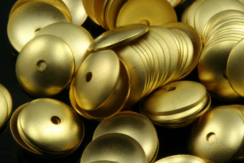 Brass cone end caps 10mm 1,5mm hole gold plated 618