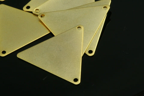 triangle shape pendant brass gold plated brass with 2 Hole 8 pcs  25 mm gold plated 640