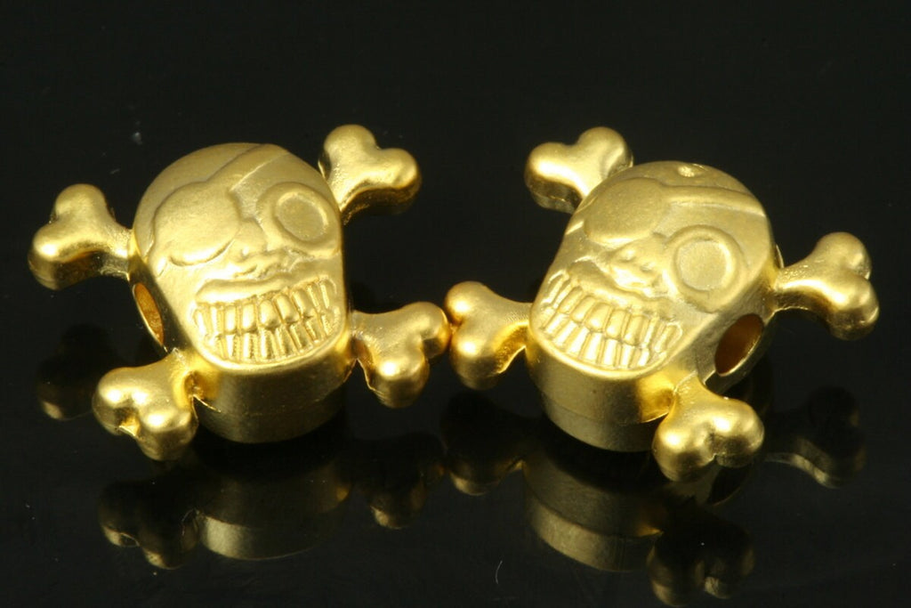 6 pcs  12,5mm (hole 2,5mm) gold plated Skull spacer Skull Findings spacer bead bab2.5 189