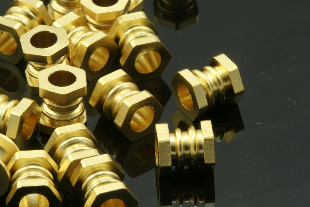 Round tube gold plated brass, 10 pcs  7x6mm ( 3,5mm hole) bab3 OZ1529