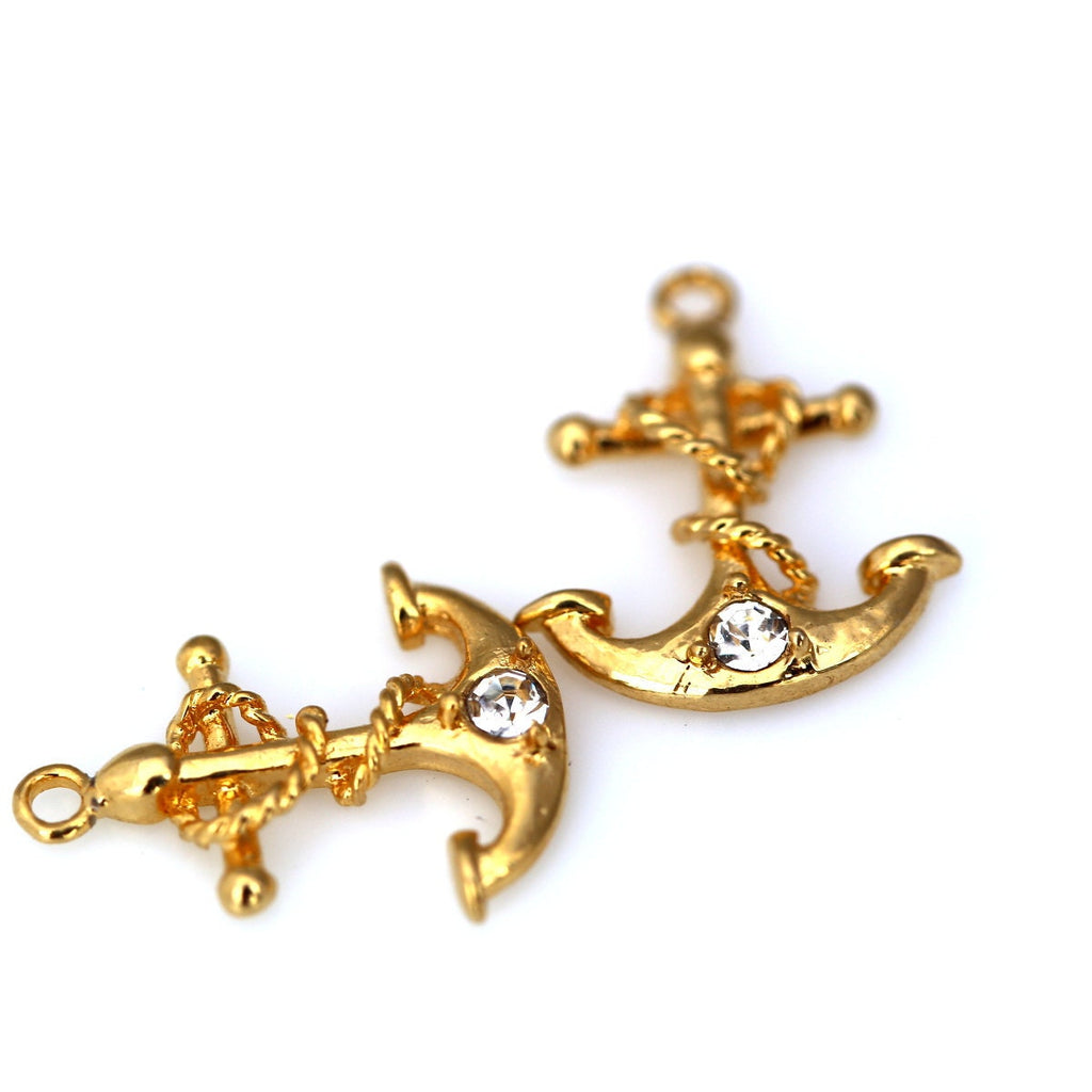 2 pc 19mm gold plated alloy anchor hoe finding charm pendant 1115