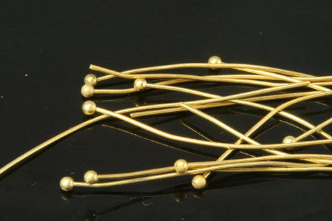 50 pcs 35mm 24 gauge( 0,55mm ) gold plated brass Head Pin Ball end Ball head pin 198