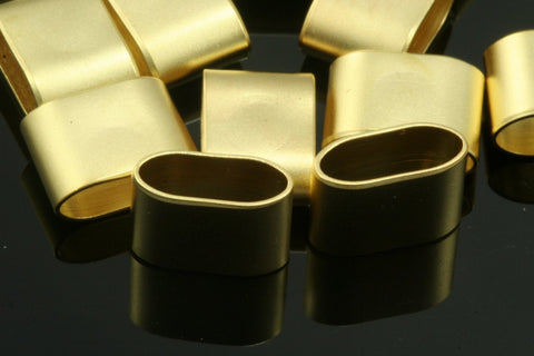 Spacer leather, ribbon ,cord ,slider , hole 11x4mm 6 pcs 12x8,5x5mm gold plated brass tube beads, bab 805