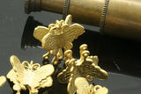 4 pcs 17mm gold plated brass butterfly fairy finding charm pendant connector 768