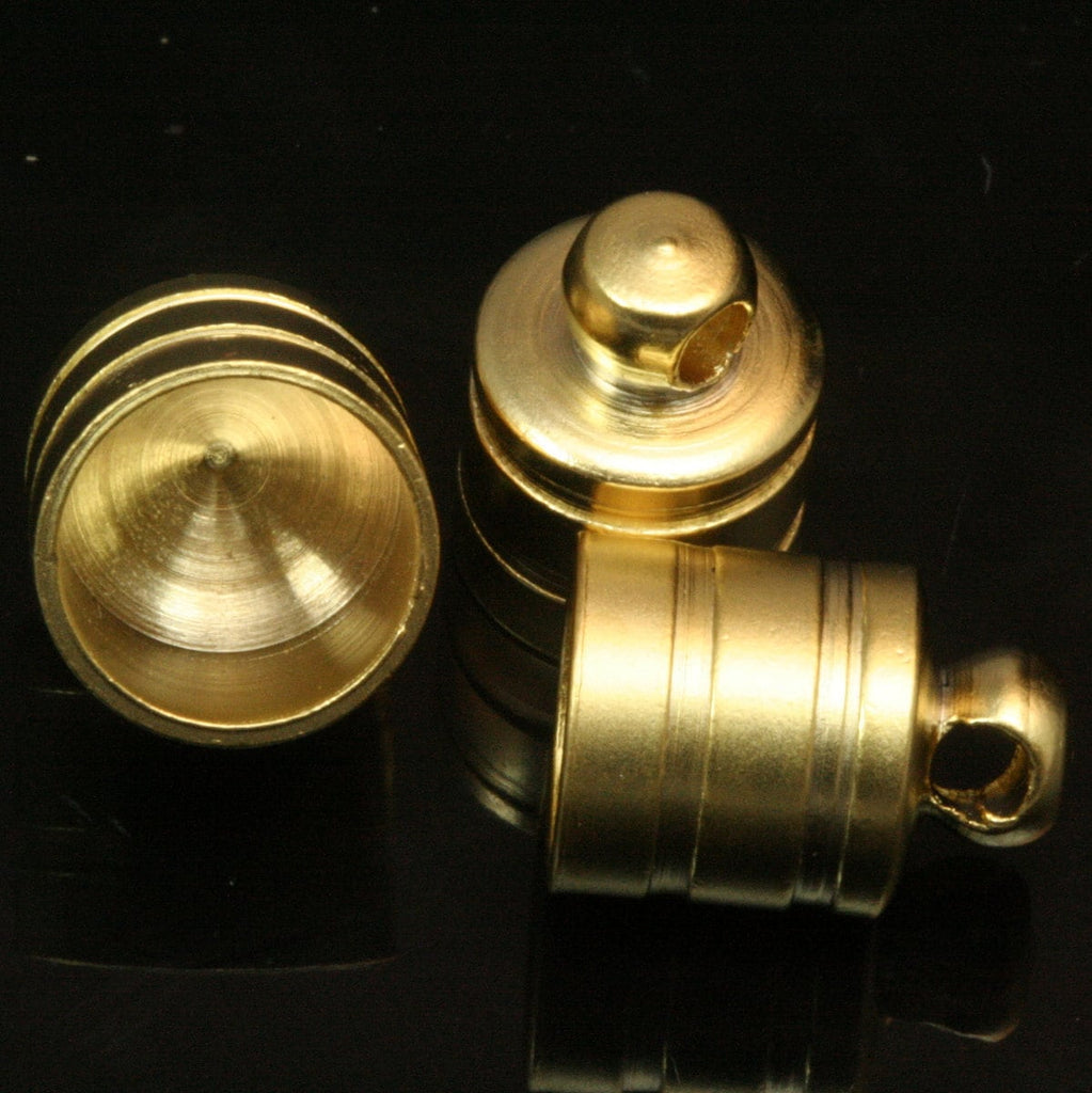 4 pcs 10x12,6mm 8,8mm inner  with loop gold plated brass cone spacer holder finding charm end caps 1667 788-10 ENC9