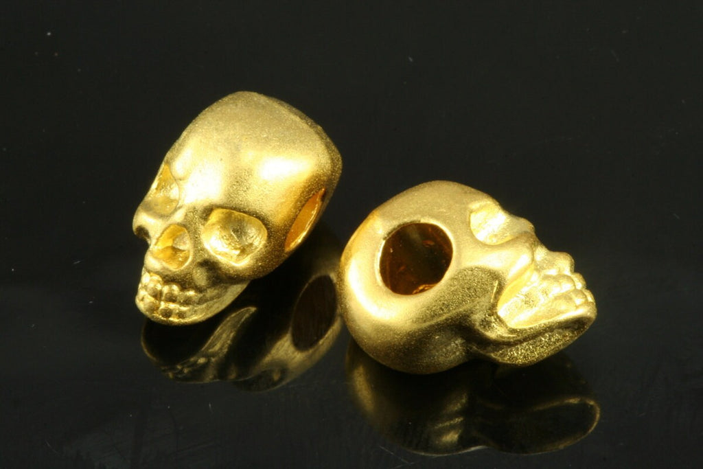 Gold plated Skull Pendant  11x8mm 2 pcs  (hole 3mm) Skull Findings spacer bead bab344 OZ154