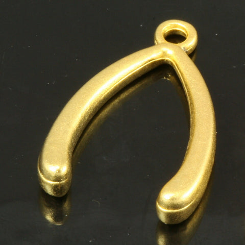 2 Pcs Gold Plated Alloy Wishbone  16mm Pendant, finding charming 564
