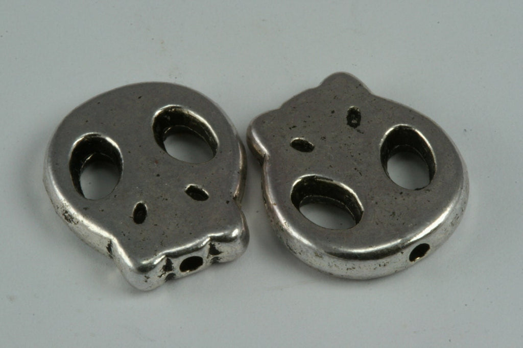 3 pcs  silver plated Skull spacer 15x13x3mm (hole 1,2mm) Skull Findings spacer bead bab1.2 355