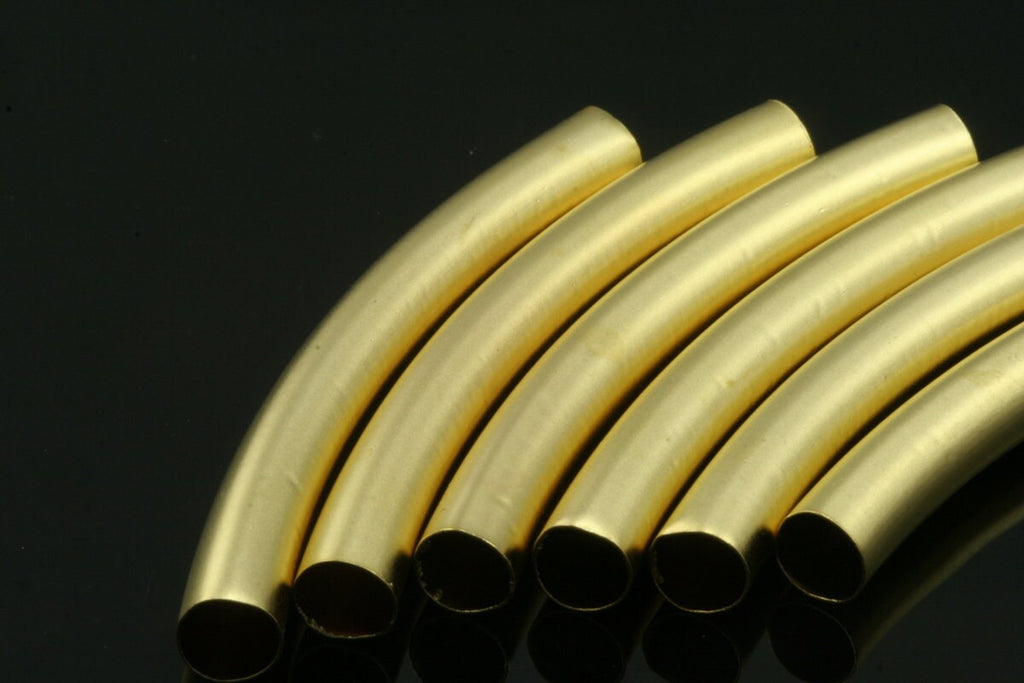 Curved tube gold plated brass 7x60mm 1851