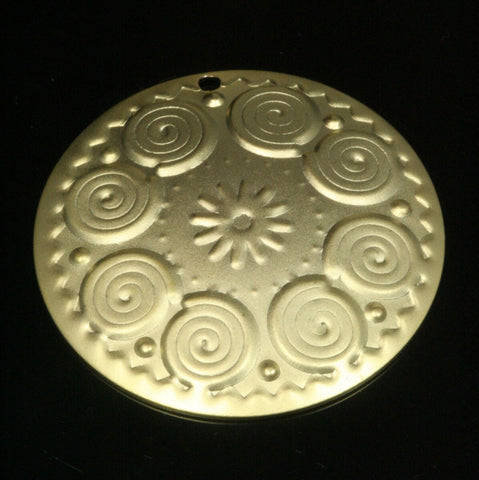 2 pcs  32mm gold plated textured round shape brass gold plated brass 445
