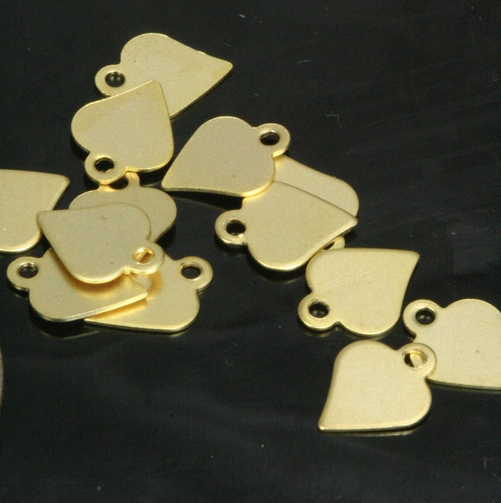 20 pcs 10mm gold plated brass heart shape Pendant finding 89