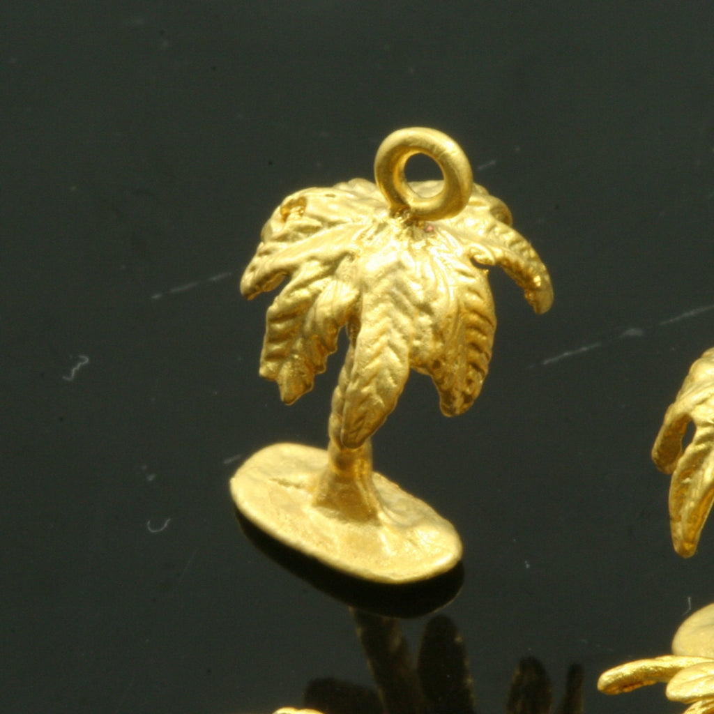 20mm gold plated brass palm tree finding charm pendant connector 656