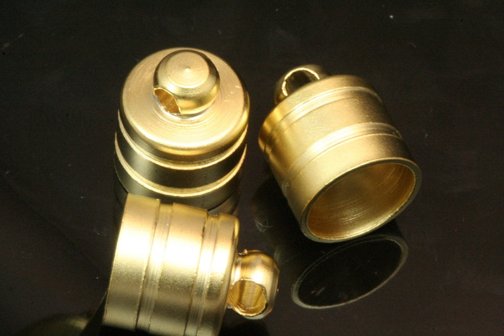 4 pcs 9x12,6mm 8mm inner  with loop gold plated brass cone spacer holder finding charm end caps 788-9 ENC8