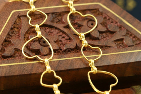 1 mt 3,3 feet 14mm 9mm heart shape gold plated Brass link Chain 821