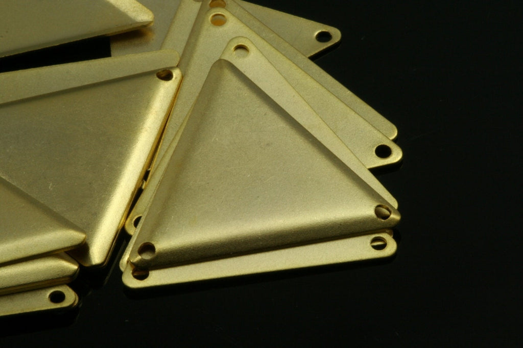 4 pcs  25 mm gold plated triangle shape pendant brass gold plated brass with 2 loop 723