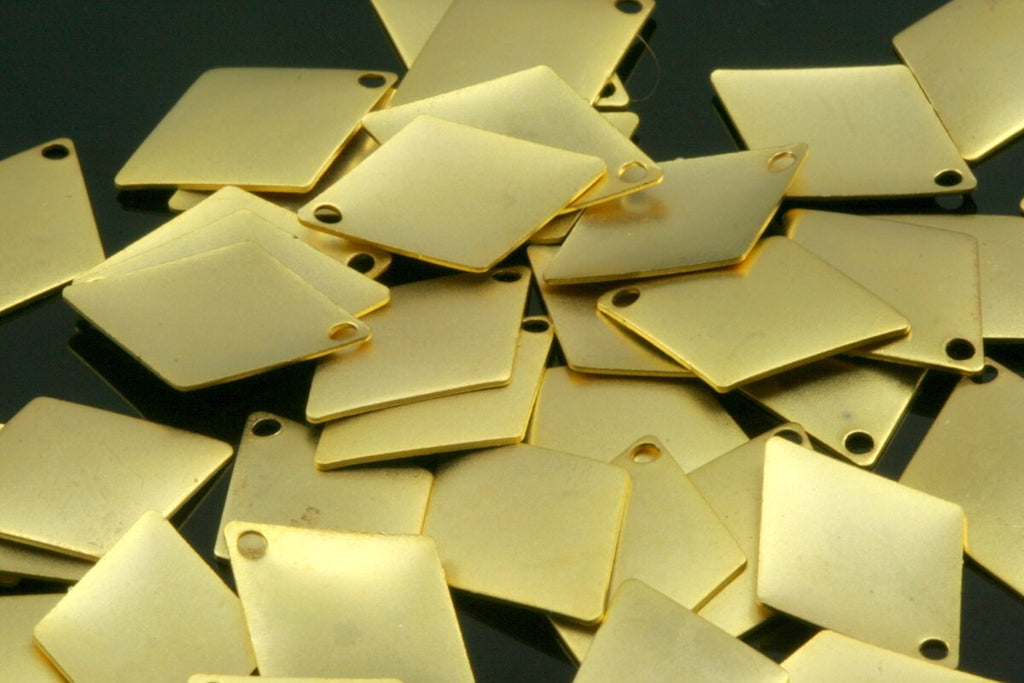 10 pcs 17mm  gold plated brass parallelogram equilateral quadrangle shape with 1 loop  finding charm pendant 647