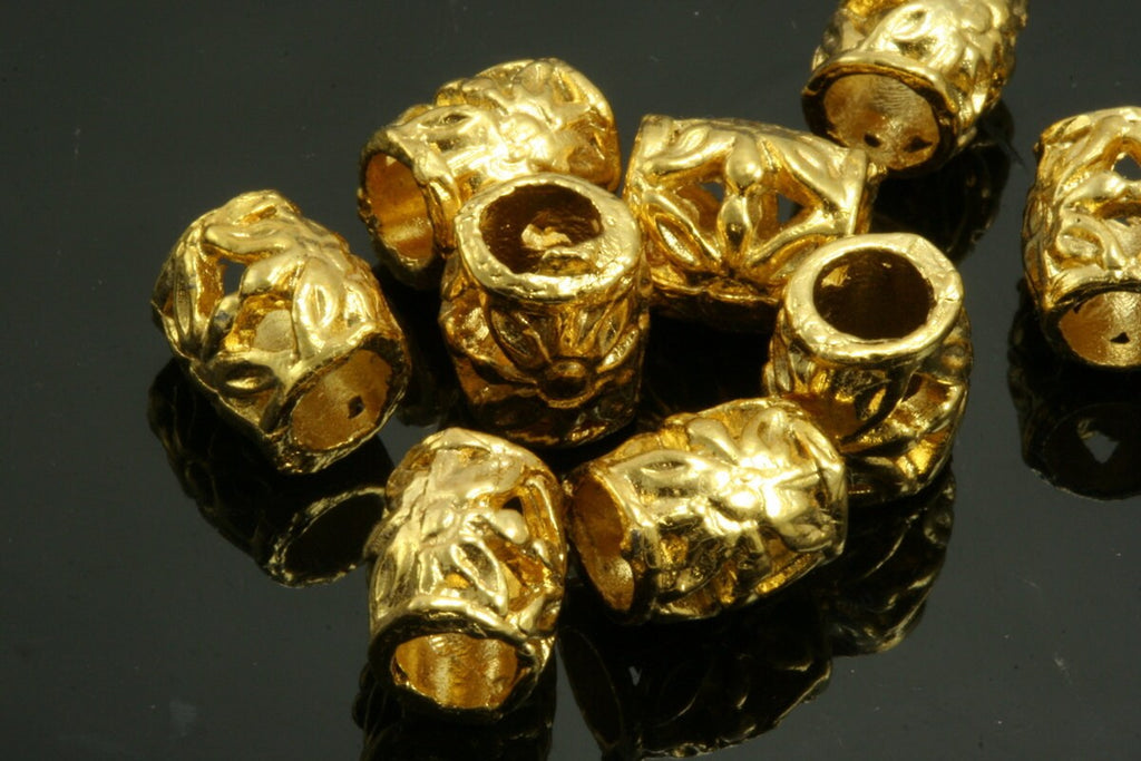 4 pcs 9x8mm gold plated alloy spacer bead 4,5mm bab603