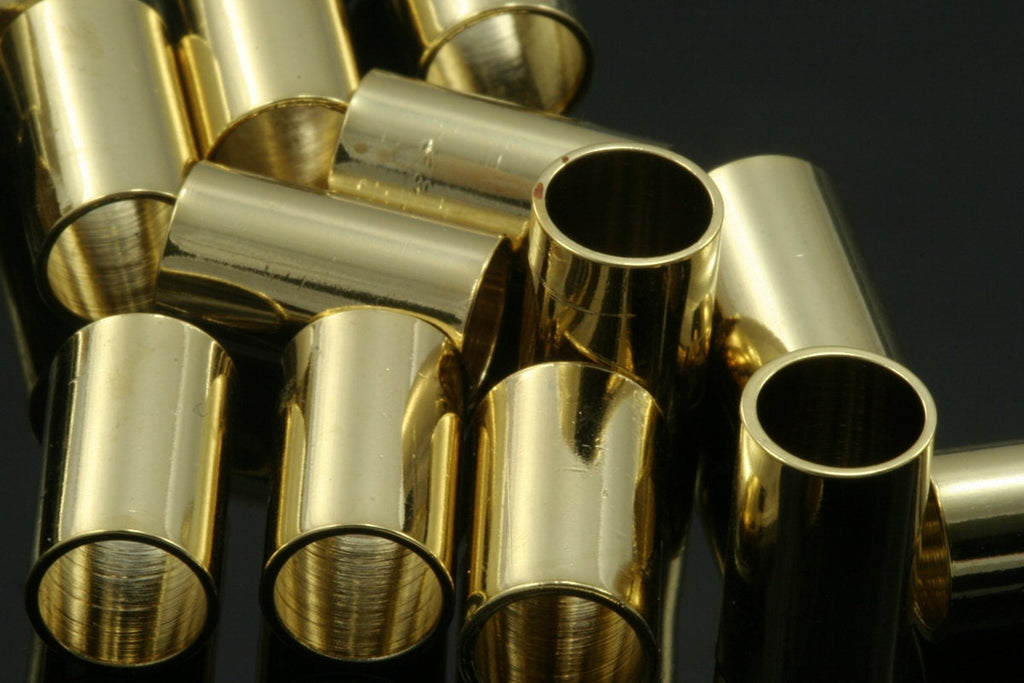 2 pcs 10x20mm shiny gold plated brass tube finding 790 1634