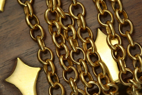 Rolo Chain 1 mt 3,3 feet 6,5mm gold plated metal 1056