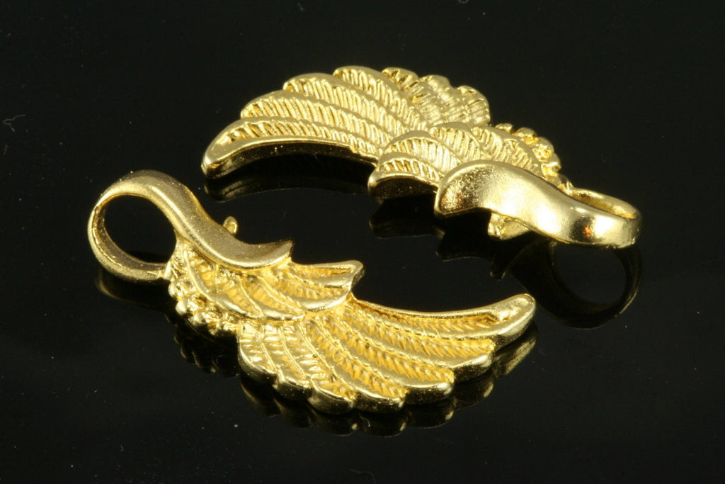 2 Pcs 23x9mm gold plated 3D wing shape Alloy pendant findings 333