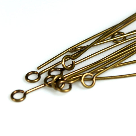 Brass eye pin 100 pcs 50mm 20 gauge( 0,8mm ) antique brass EB5020-24