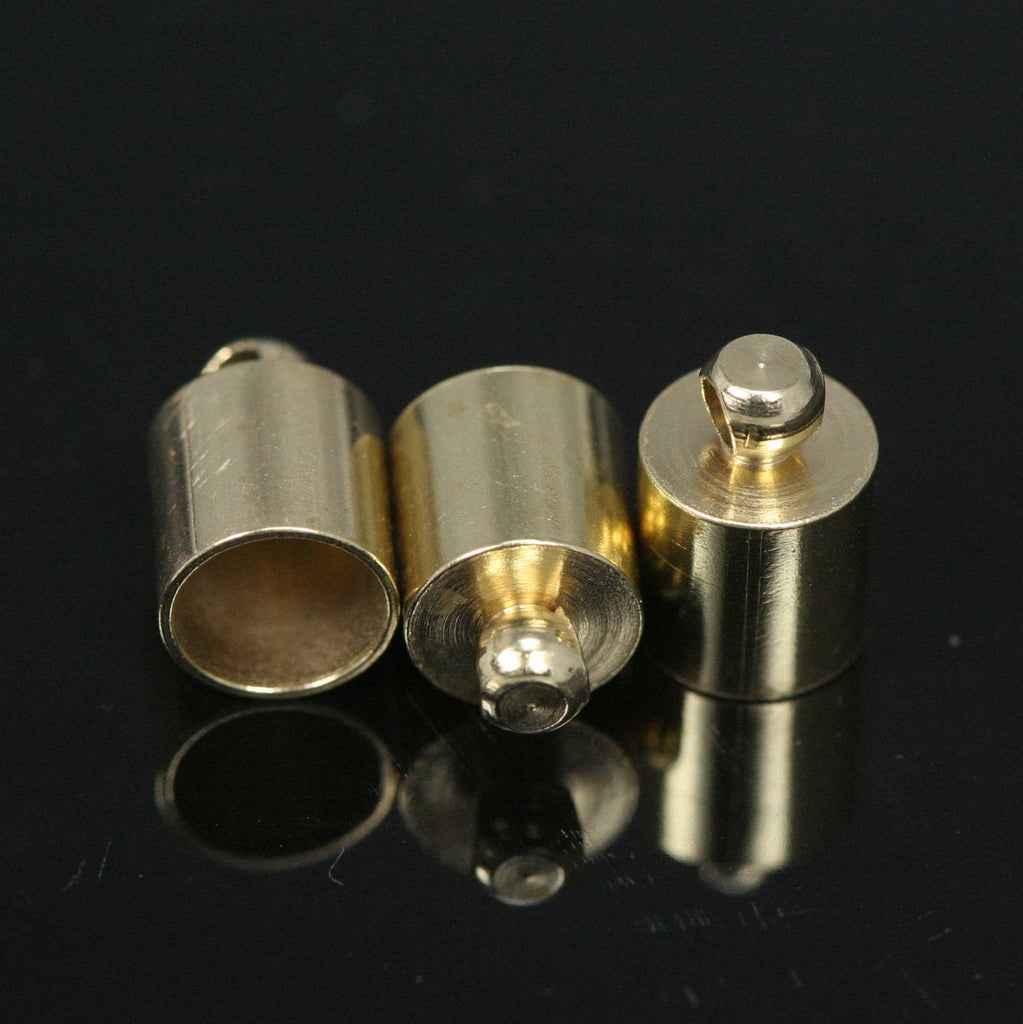 15 pcs 9x12mm 8mm inner with loop raw brass cord  tip ends, ribbon end, ends cap, ENC8 1730