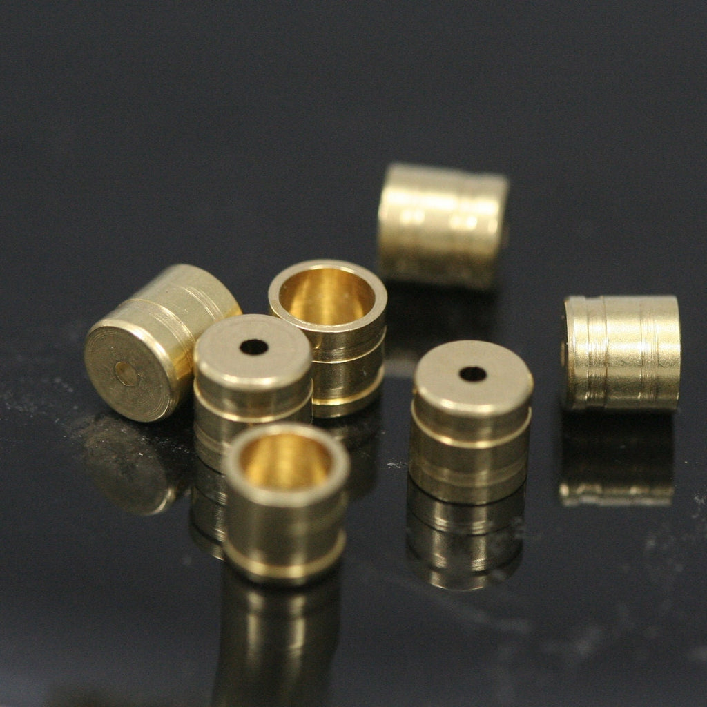 ends cap, 20 pcs 5x5mm 4mm inner raw brass cord  tip ends, raw brass ribbon end, raw brass findings ENC4 1486
