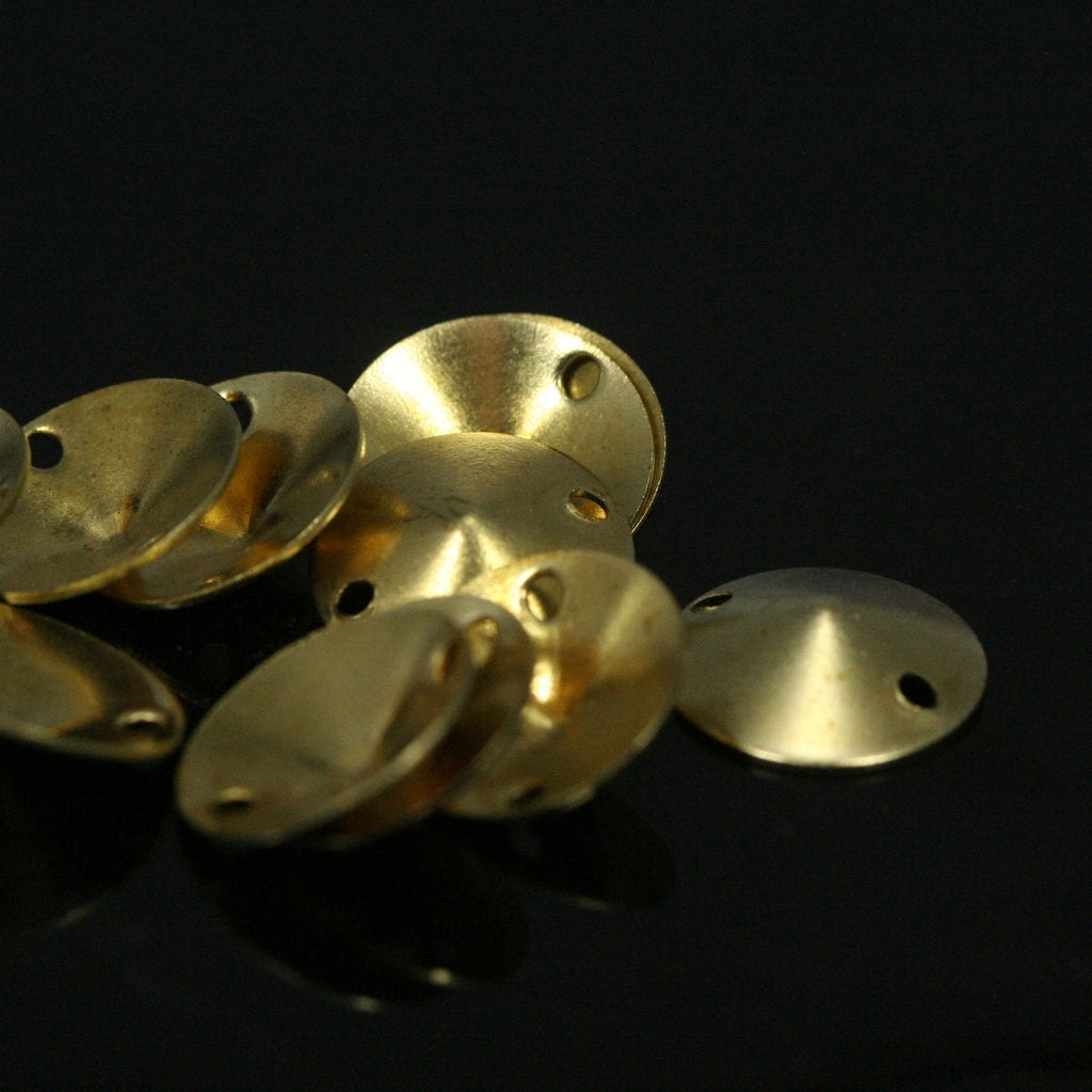 raw brass cone 500 pcs 10mm Circle 2 hole raw brass connector charms ,raw brass findings 611R-140