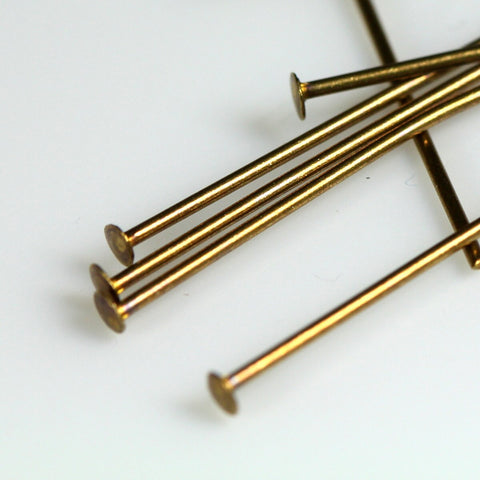 Brass head pin 100 pcs 50mm 2" 20 gauge( 0,80mm ) antique brass tone brass headpin HA5020-27