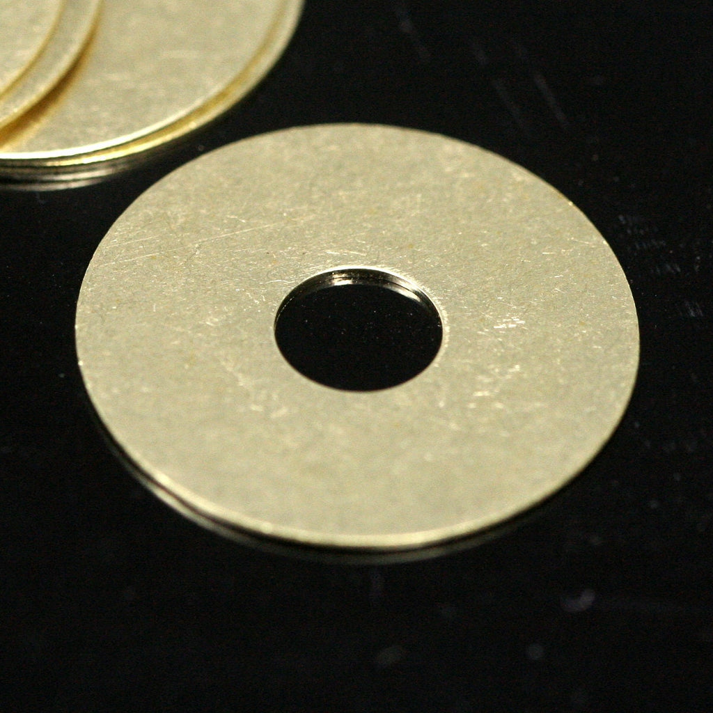30 pcs raw brass 20mm circle tag (6mm 1/4") 1 hole charms, findings 61RM-33 middle hole washer