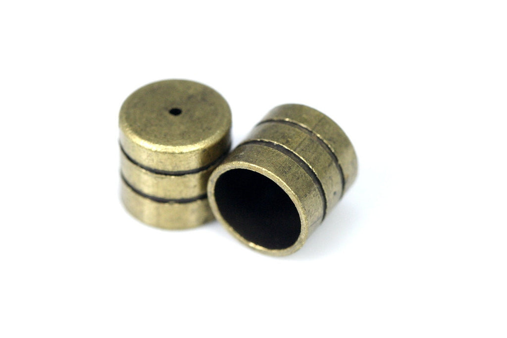 brass ribbon end, 10 pcs 11x10.6mm 9.5mm inner antique brass cord  tip ends, brass ends cap, findings ENC9 1668