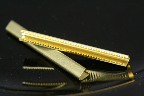 Raw Brass Ribbon Crimp Ends, 15 pcs 6x50mm Raw Brass Ribbon Crimp End, Ribbon Crimp Ends cap, Findings R032-6B 1792