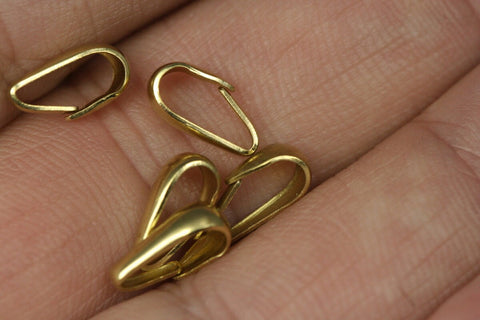 pinch bails in raw brass, 10x5 mm pendant connectors, nickel free necklace clasps,pendant clasps 1083 R10