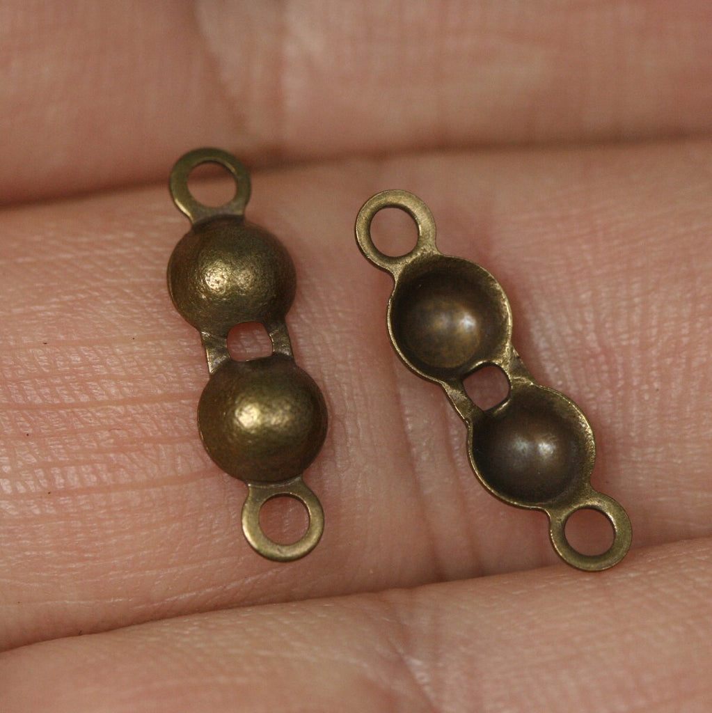 50 pcs 5x17mm brass ball crimp bead tips- clam shell knots cover terminators- antique yellow tone findings CS5B-12 1920