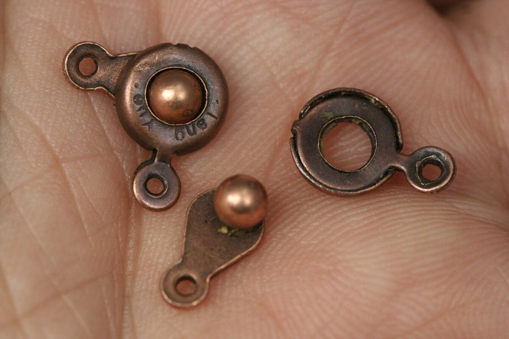 20 pcs 7.5mm antique copper tone metal snap clasps , ball and socket clasps, button clasps SCL7C 1924