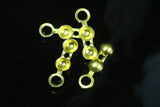 100 pcs 4x13mm brass ball crimp bead tips- clam shell knots cover terminators- yellow tone findings CS4Y-14 1919