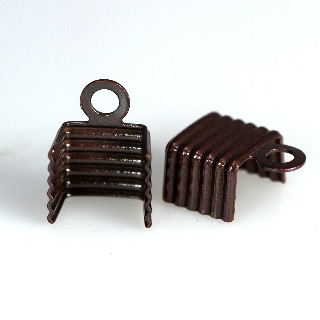 100 pcs antique copper tone brass fold over cord end tips findings leather crimps end tip (5mm) CSS6C-24 1931