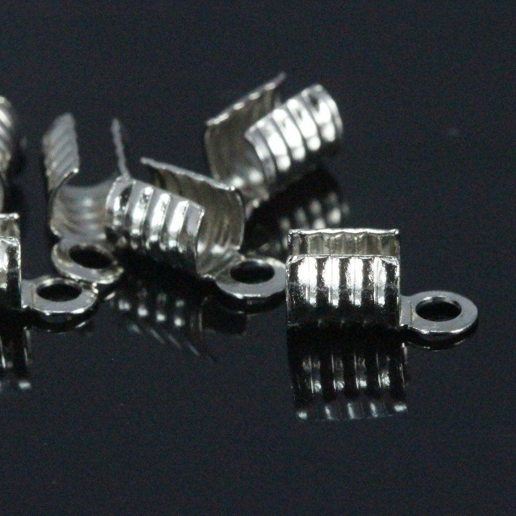 eather crimps end tip 100 pcs nickel plated brass fold over cord end tips findings l(3mm) CSS4TN-16 1929N