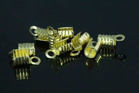 100 pcs raw brass fold over cord end tips findings leather crimps end tip (3mm) CSS4TR-16 1929