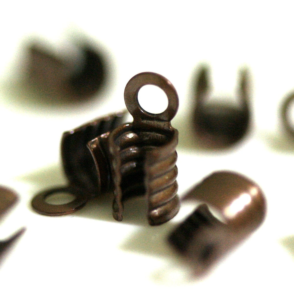 100 pcs antique copper brass fold over cord end tips findings leather crimps end tip (3mm) CSS4TC-16 1929