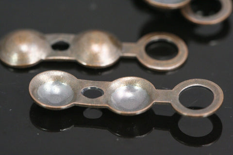 50 pcs 6x17mm brass ball crimp bead tips- clam shell knots cover terminators- antique brass plated findings CS6B-19 1928
