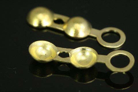 50 pcs 6x17mm brass ball crimp bead tips- clam shell knots cover terminators- yellow tone findings CS6Y-19 1928