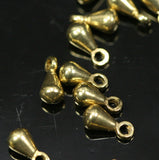 100 pcs 6mm gold tone brass drop shape one loop charms ,findings 137Y-15 tmlp