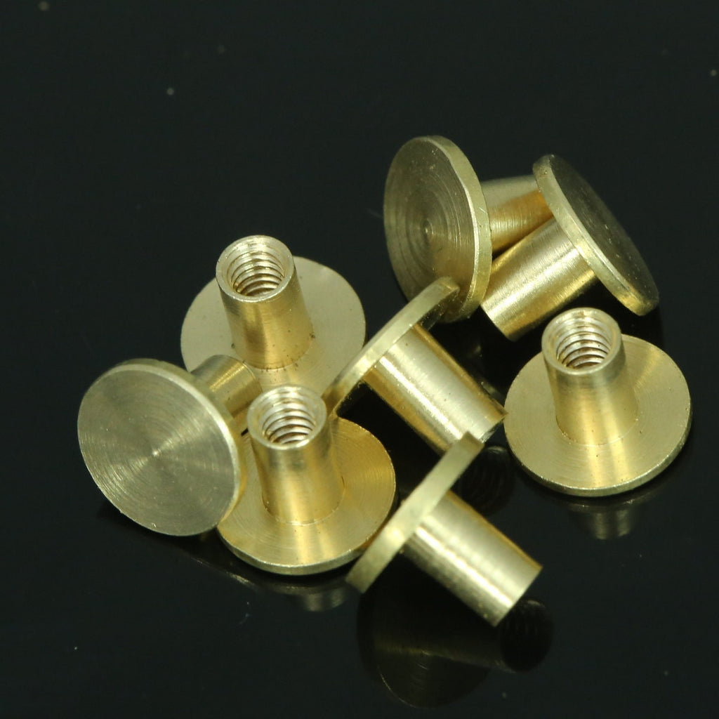 chicago screw / concho screw, ,9x6mm raw brass studs, screw rivets,  1/8" bolt CSC5 041
