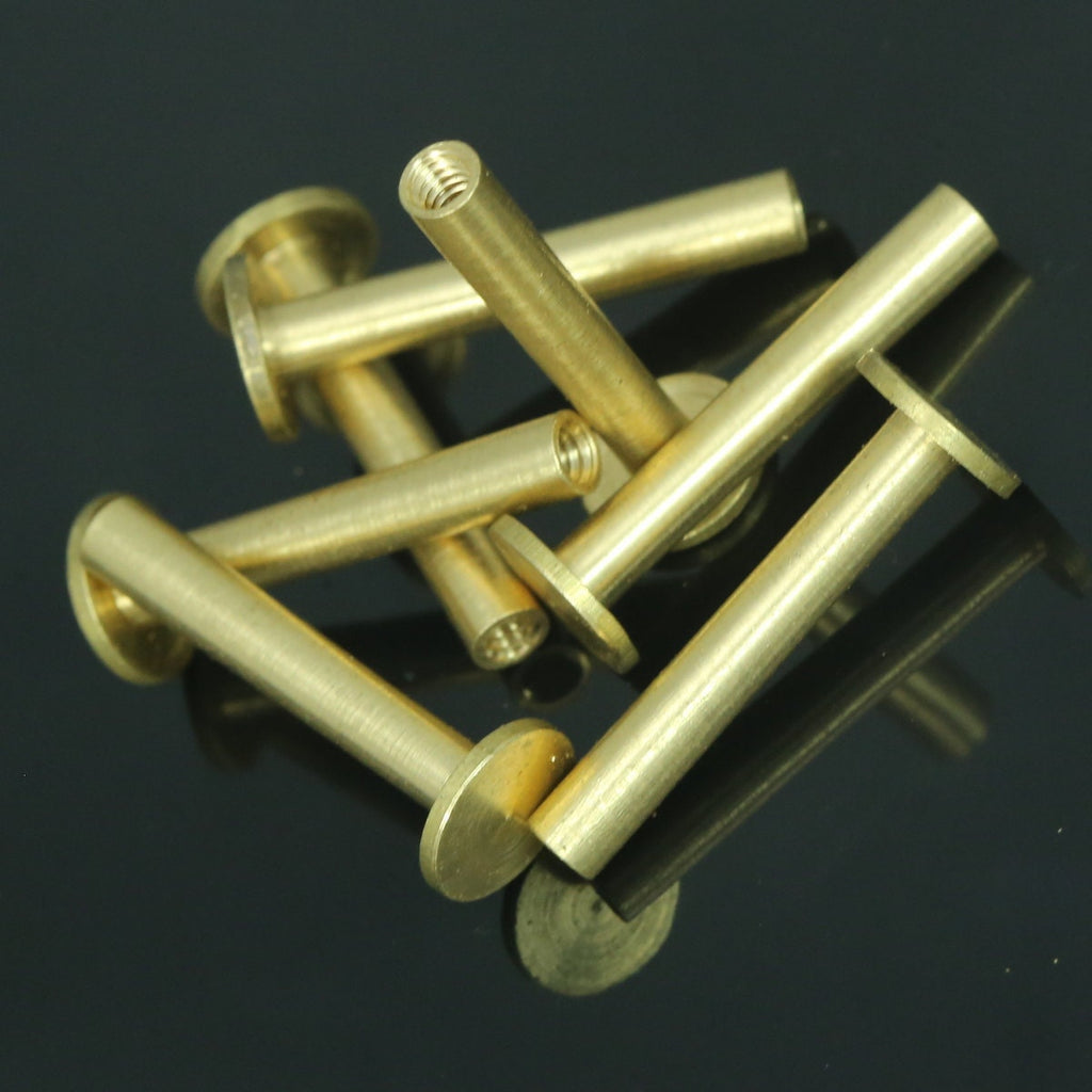 36 pcs 26x9mm raw brass studs, screw rivets, chicago screw / concho screw, unusual steampunk finding, 1/8" bolt CSC25 048