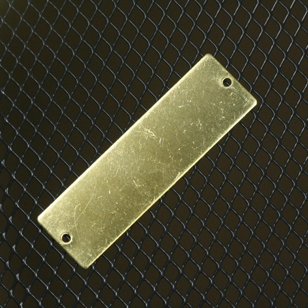 Rectangle shape stamping blank 15x50x0.8mm (20 gauge) raw brass two hole 1208RC-50