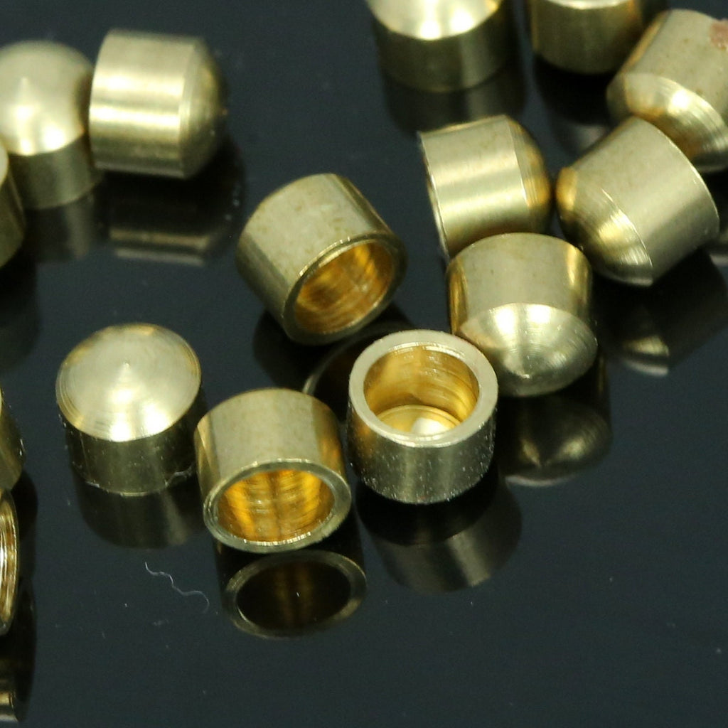 20 pcs 4x3.5mm 3mm inner without loop raw brass cord  tip ends, raw brass ends cap, ENC3 1228R